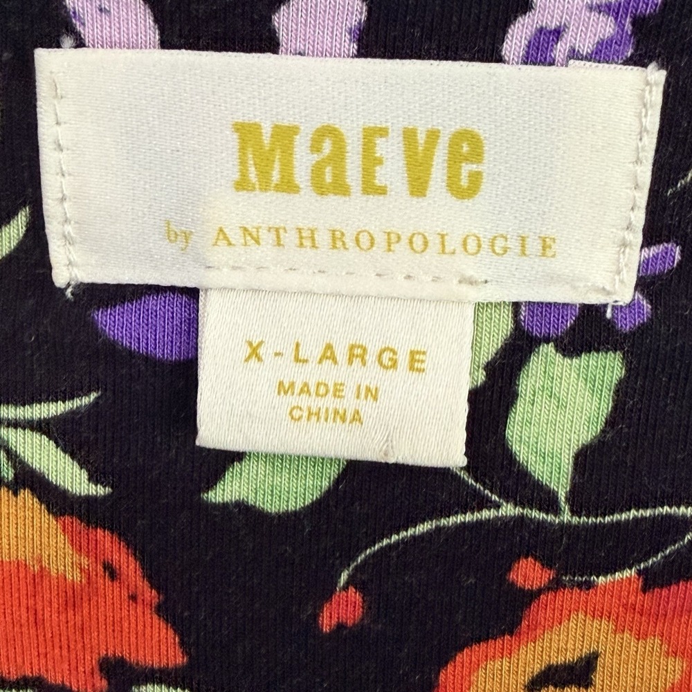 Maeve Anthropologie Jacquin Top XL Floral Popover 3/4 Sleeve Tie Neck Party - Picture 4 of 9